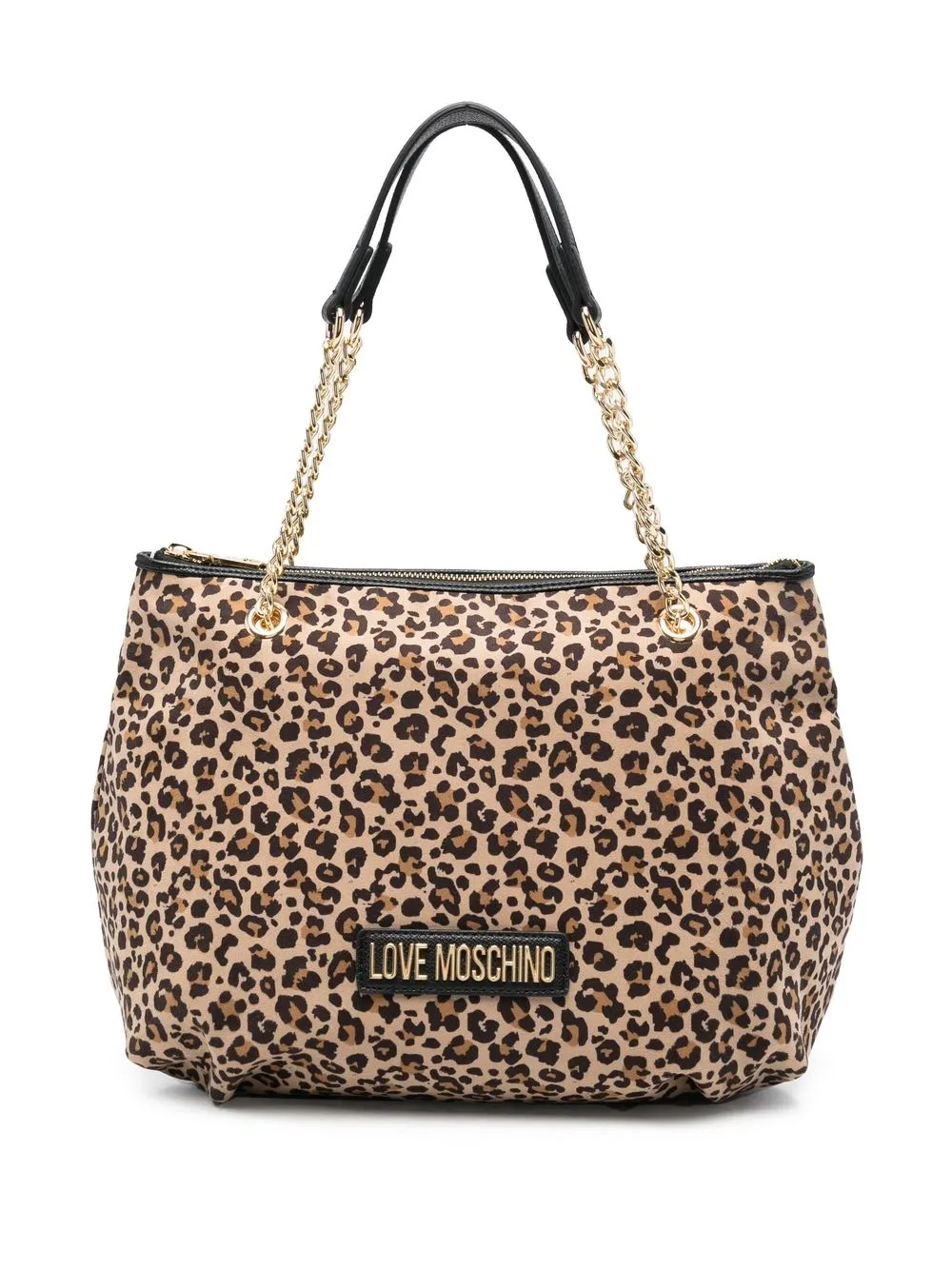 

Love Moschino logo-embellished leopard print tote - Brown