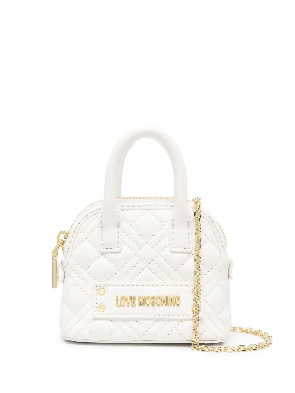 

Love Moschino tote capitonado con placa del logo - Blanco