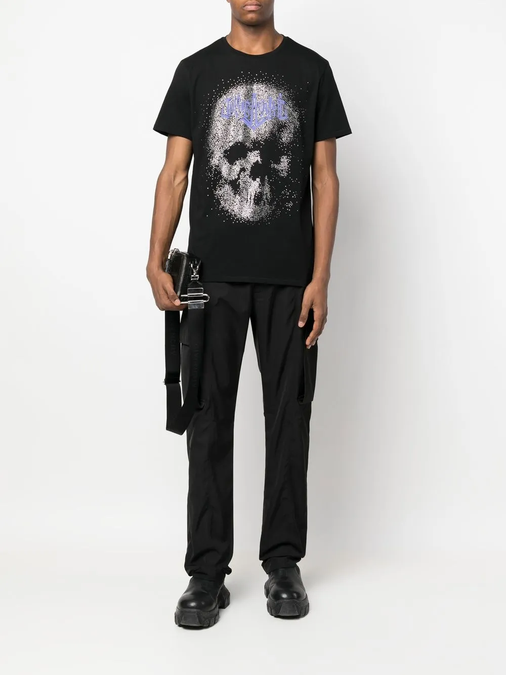 Just Cavalli T-shirt met doodskopprint - Zwart