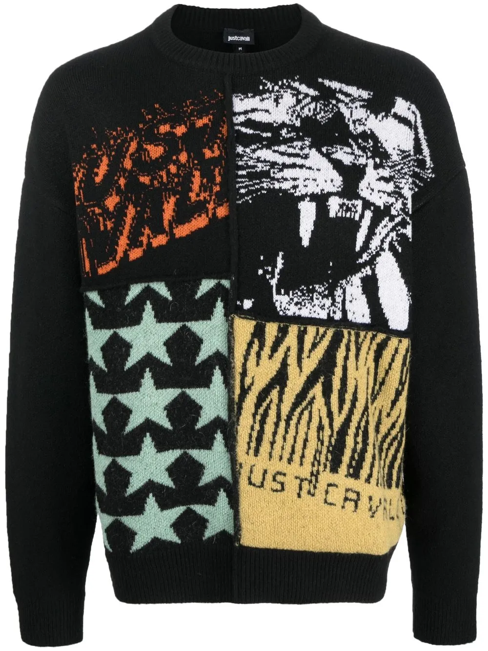 

Just Cavalli Tiger-print crew neck jumper - Black