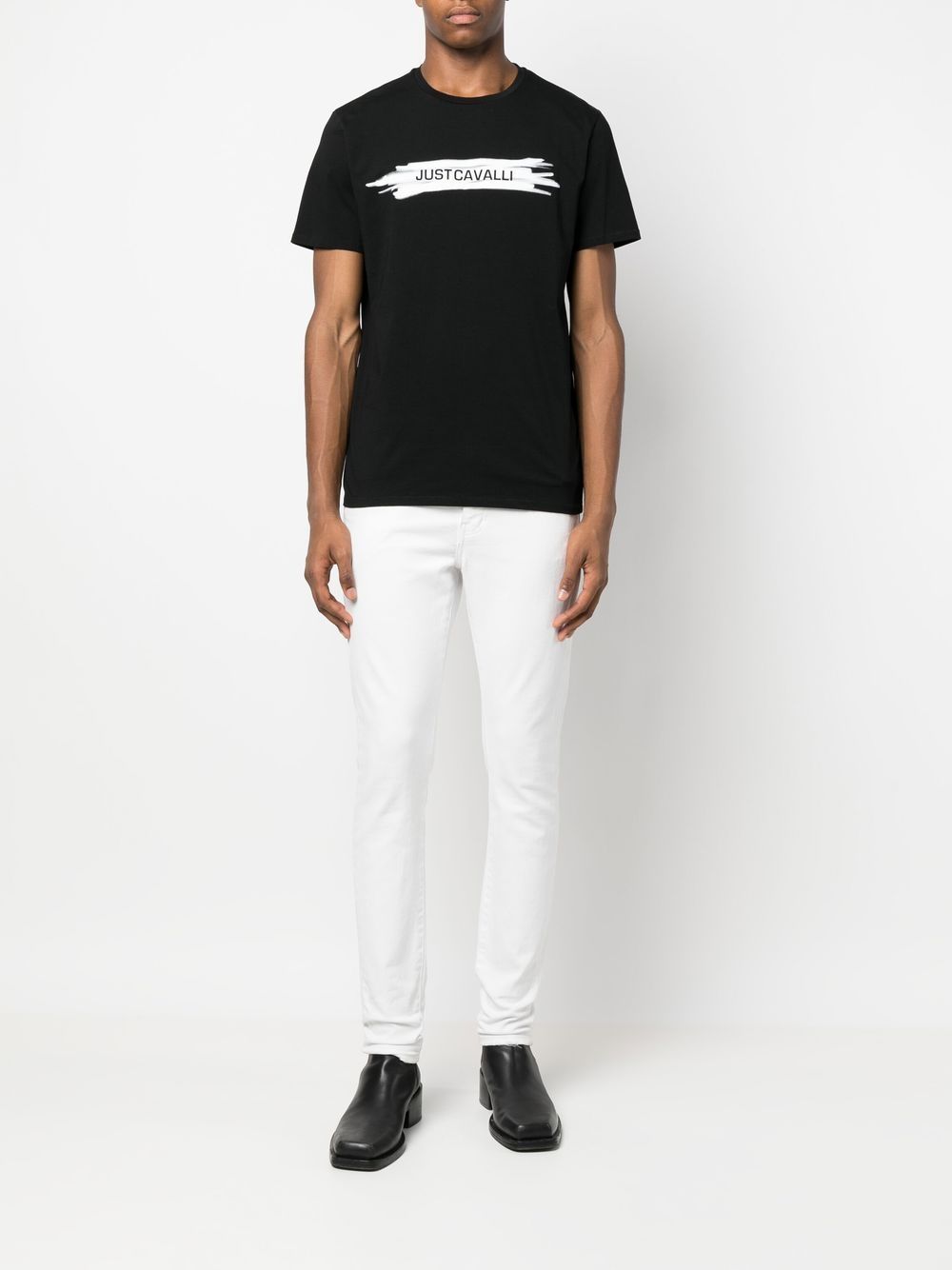 Just Cavalli T-shirt met logoprint - Zwart