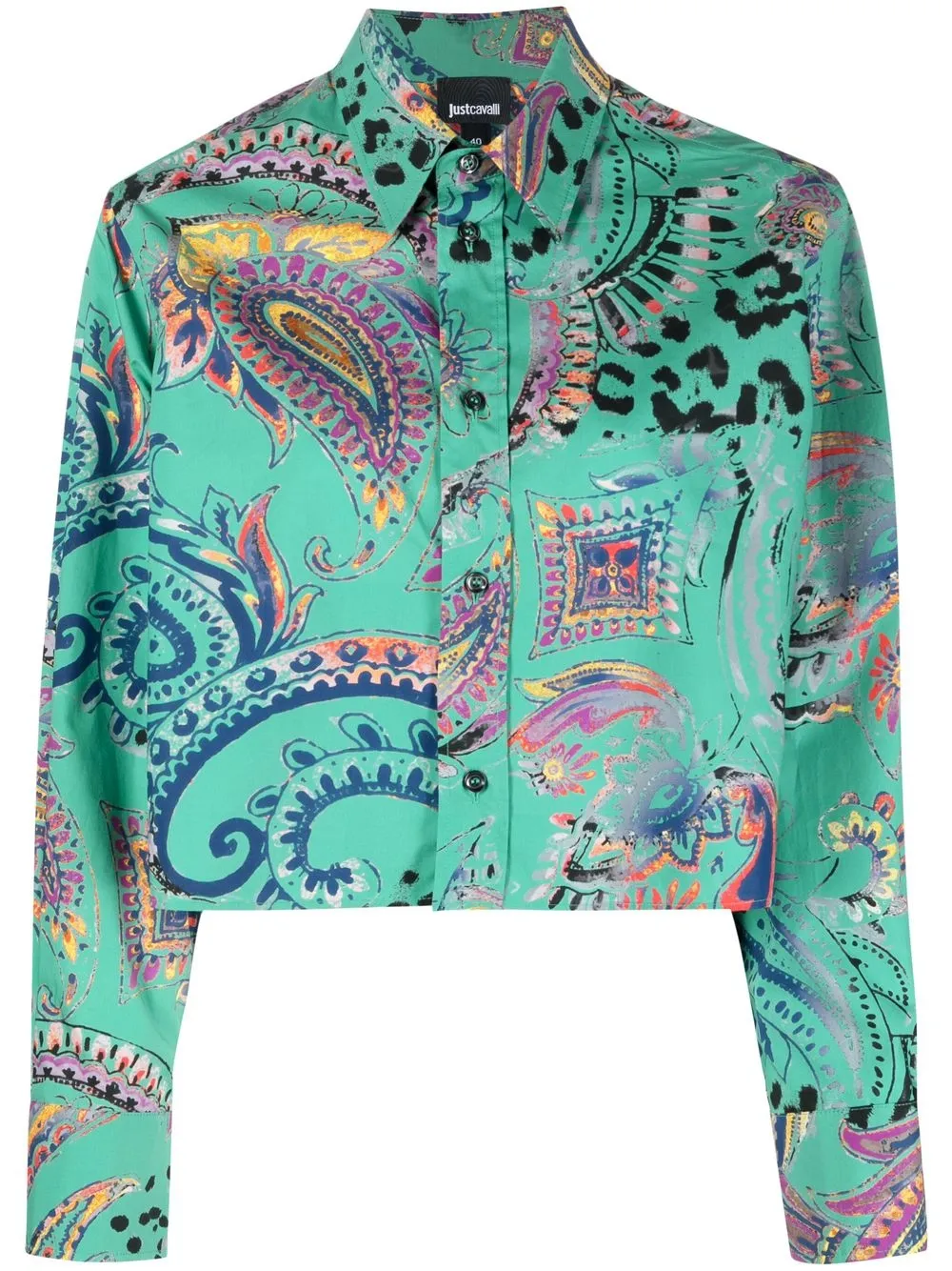 

Just Cavalli cropped paisley-print shirt - Green