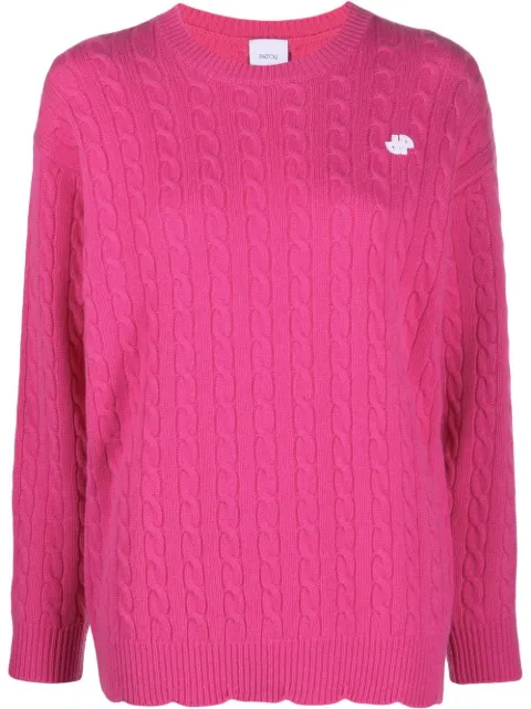 Patou logo-motif cable-knit jumper 