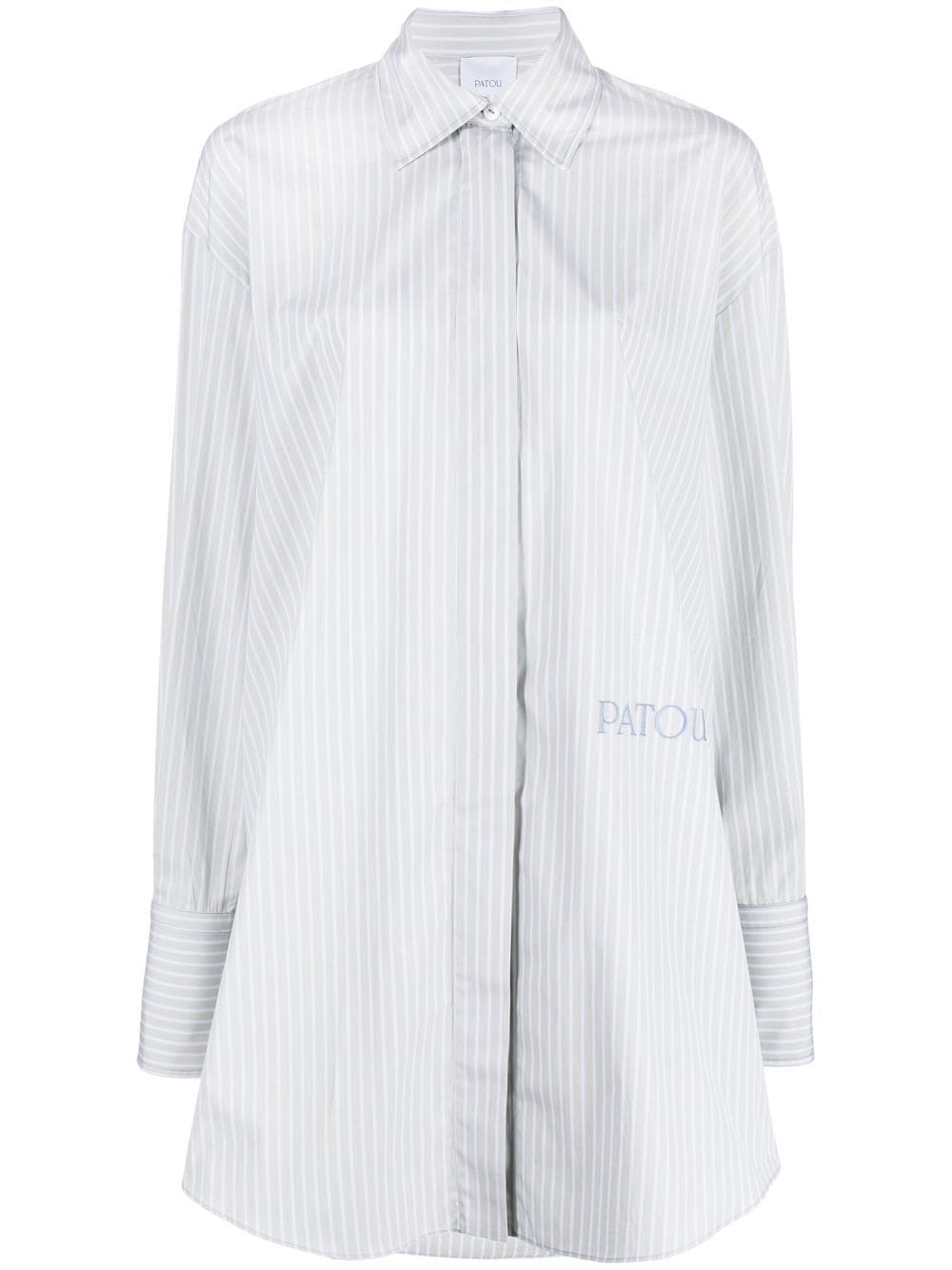 pinstripe mini shirt dress