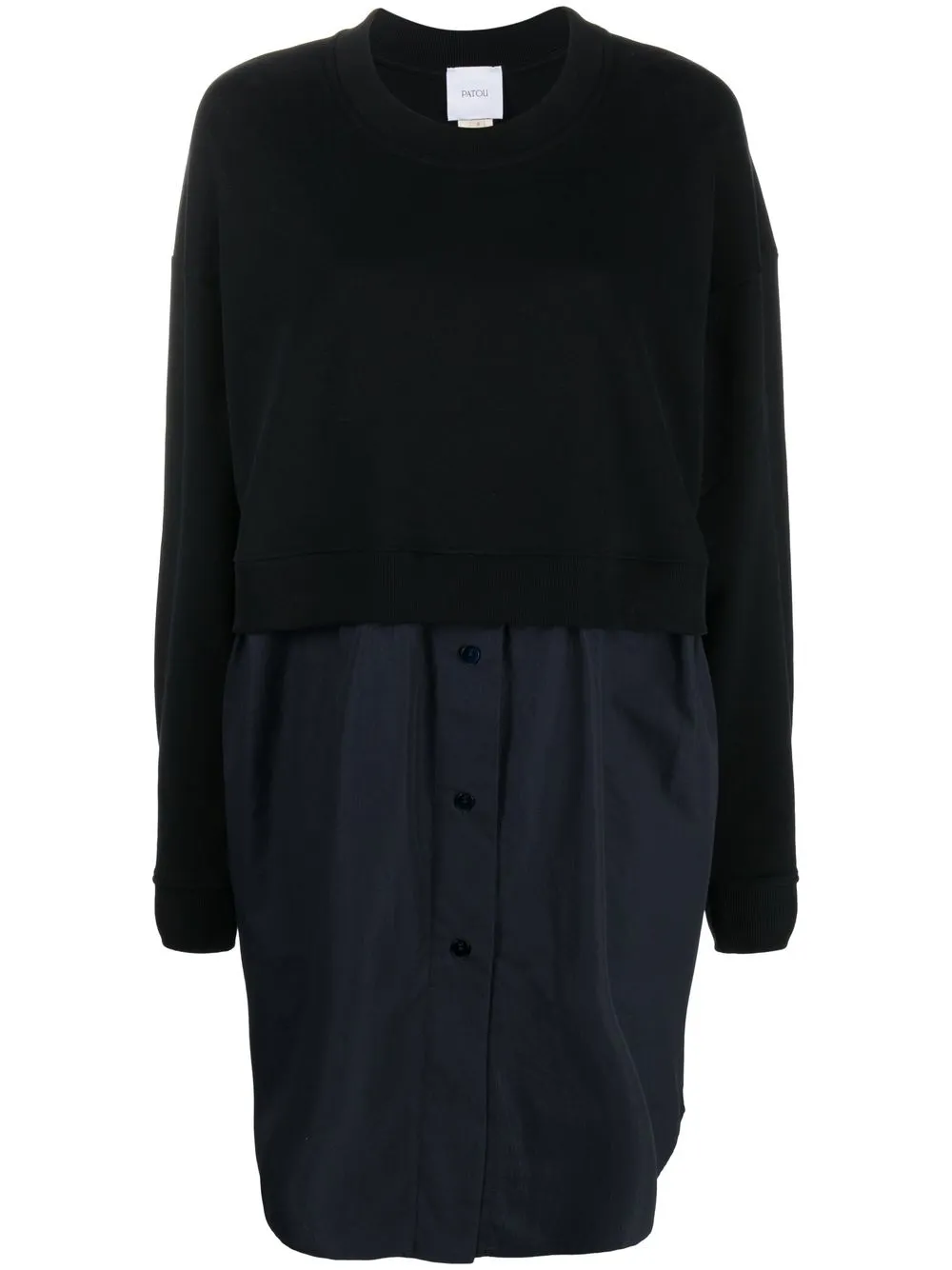 

Patou vestido estilo sudadera Mixed Media - Negro