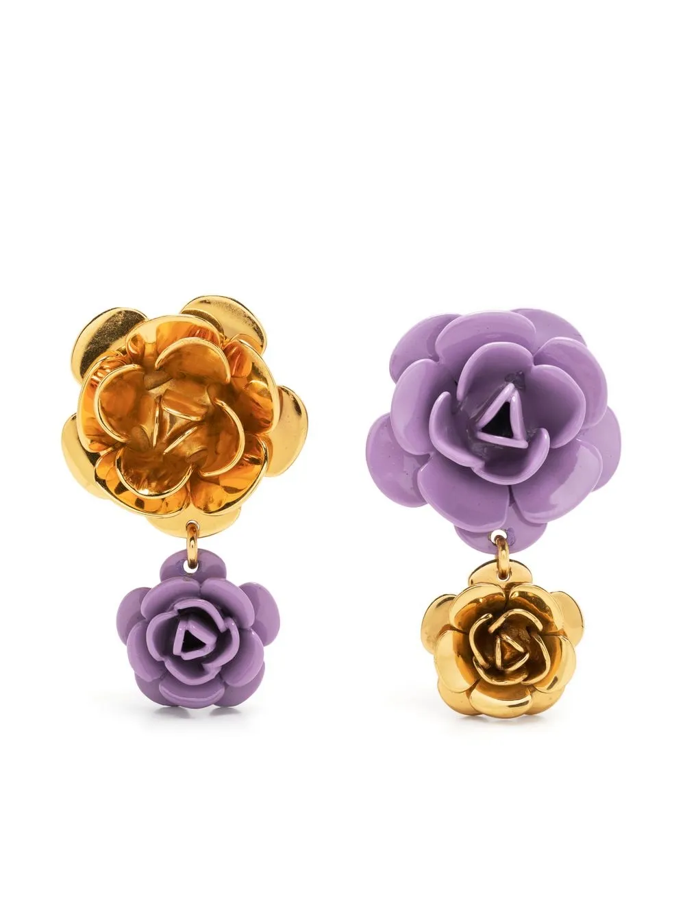 

Patou aretes con doble diseño floral - Morado