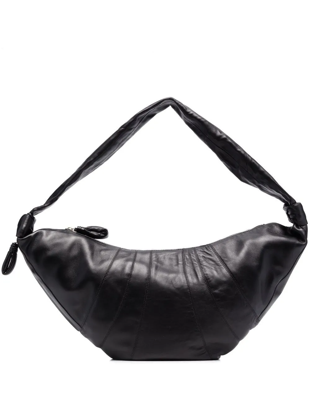 Lemaire Large Croissant Faux Patent Leather Shoulder Bag In Black