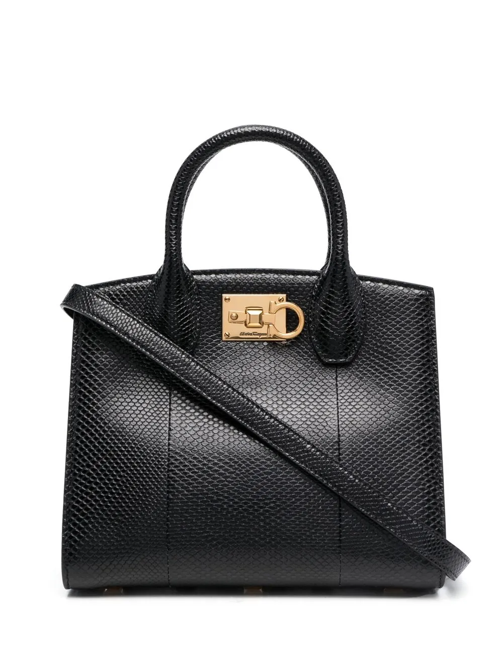 

Ferragamo snakeskin-effect leather tote - Black