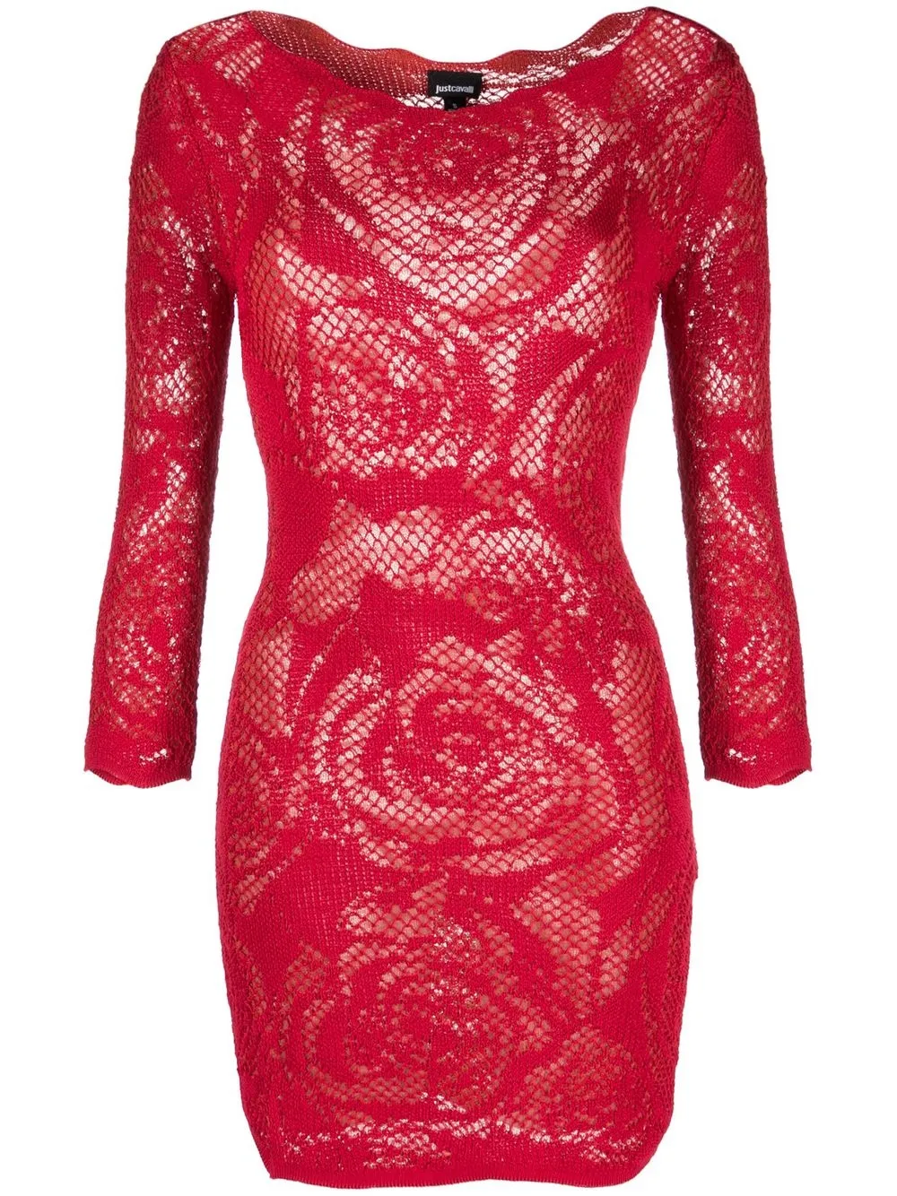 

Just Cavalli vestido corto con encaje floral - Rojo