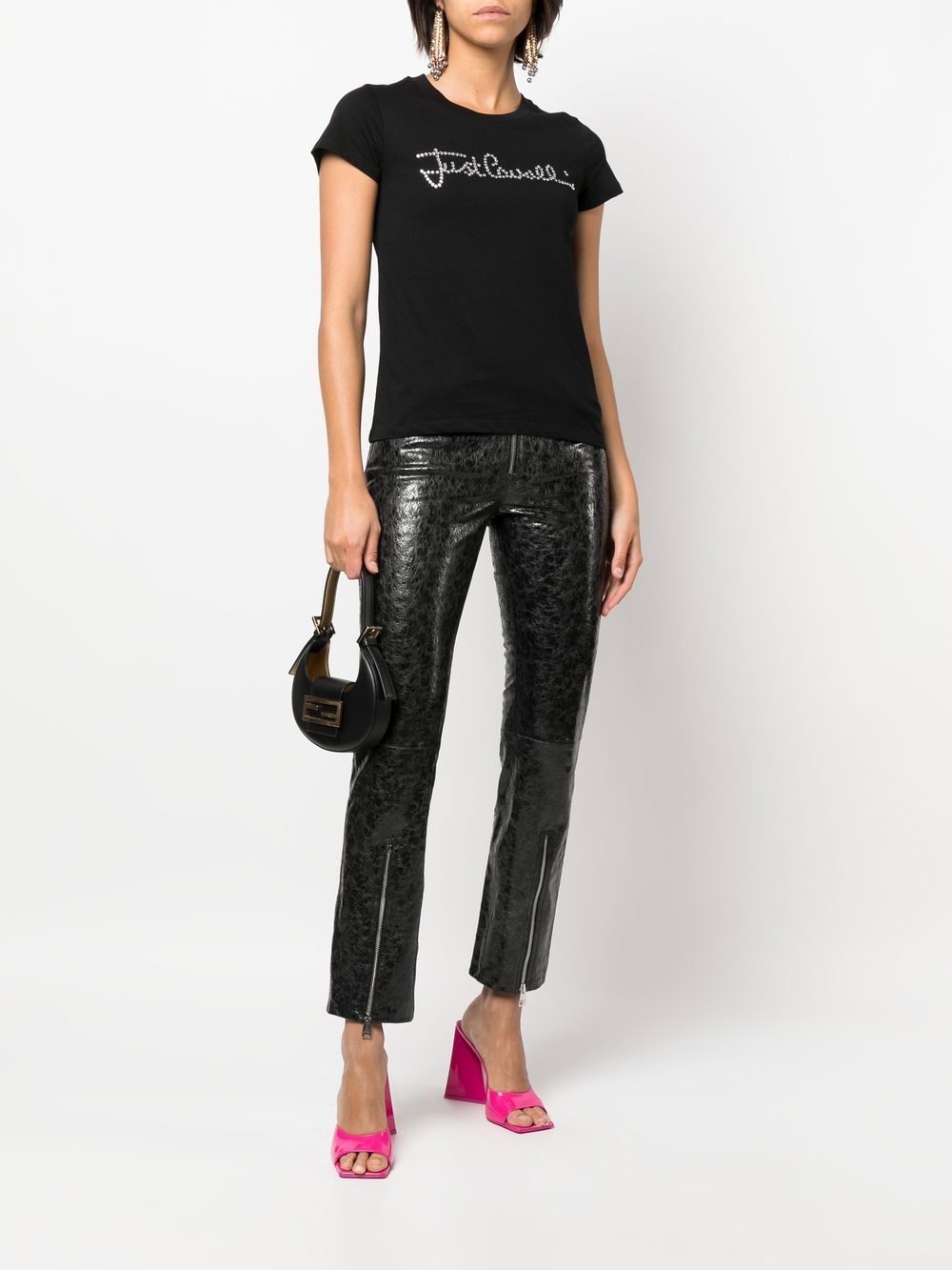 Just Cavalli Leren broek - Zwart