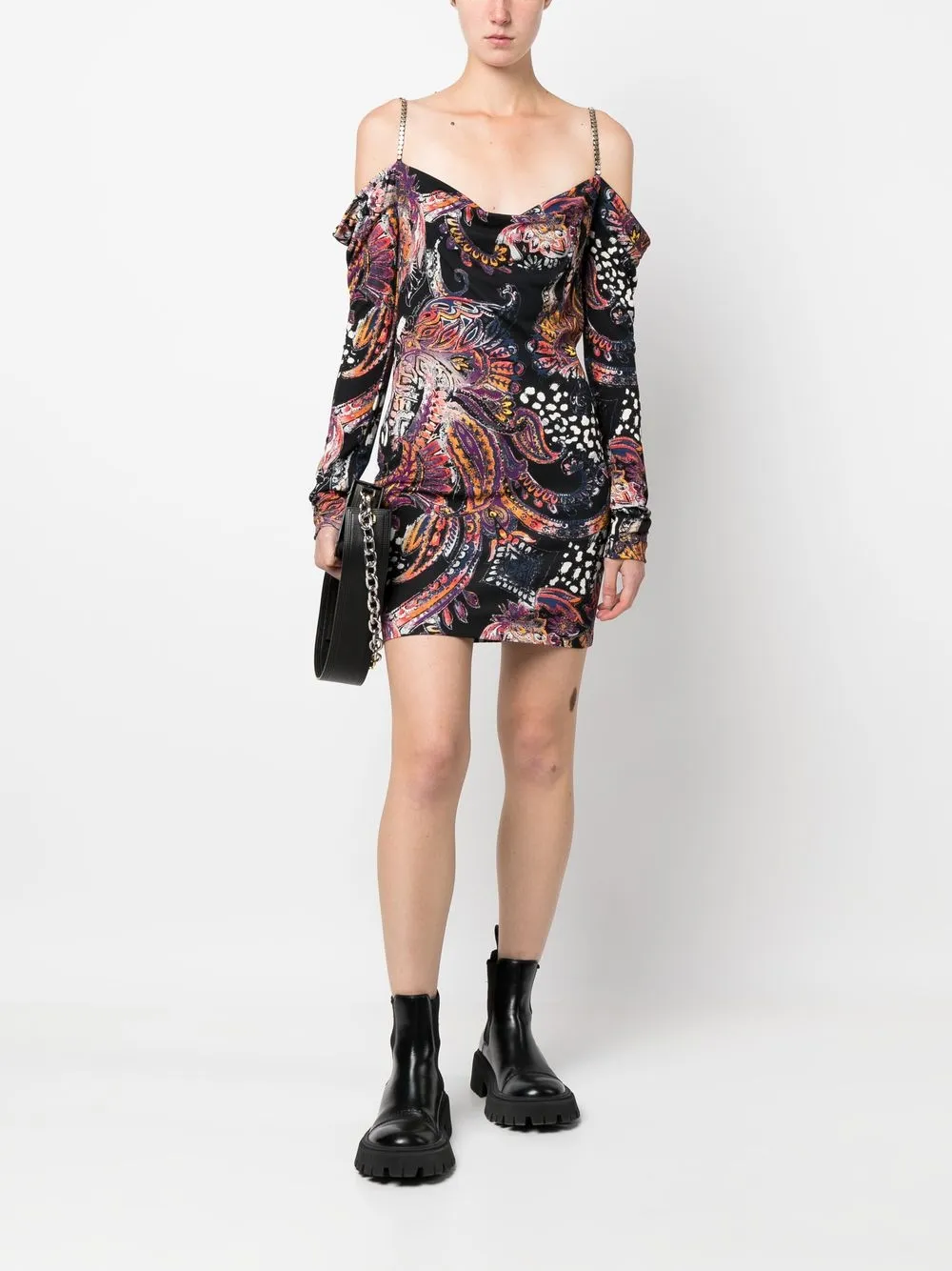 Just Cavalli Jurk met paisley-print - Zwart