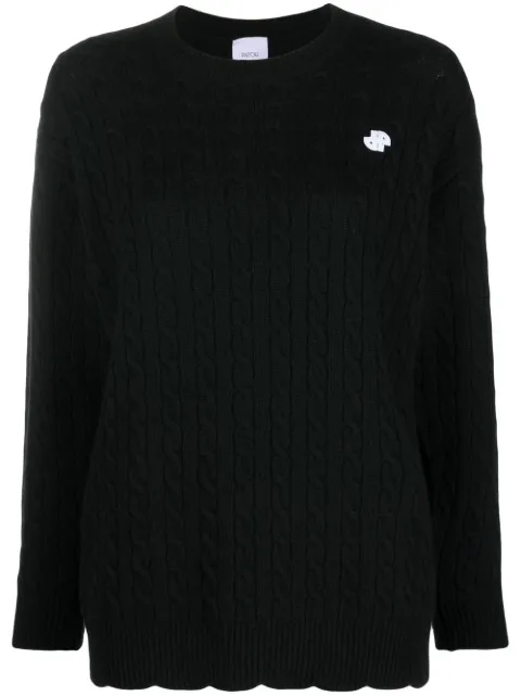 Patou logo-motif cable-knit jumper 