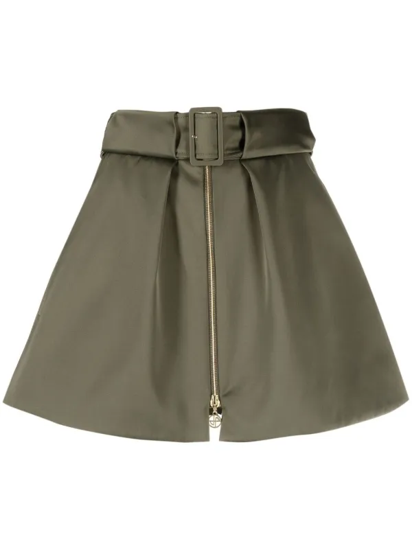 Green mini skirt zip best sale