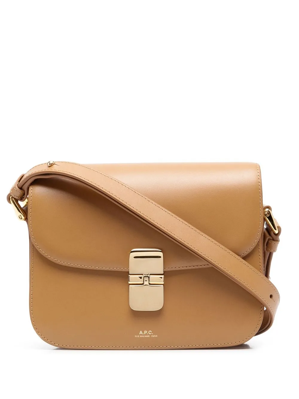 

A.P.C. logo-stamp leather shoulder bag - Neutrals