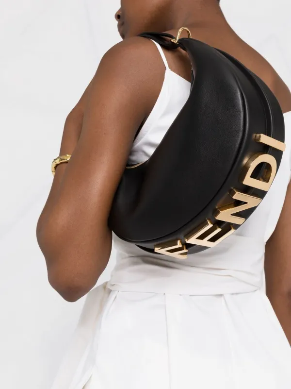 FENDI Small Fendigraphy Shoulder Bag | Black | FARFETCH