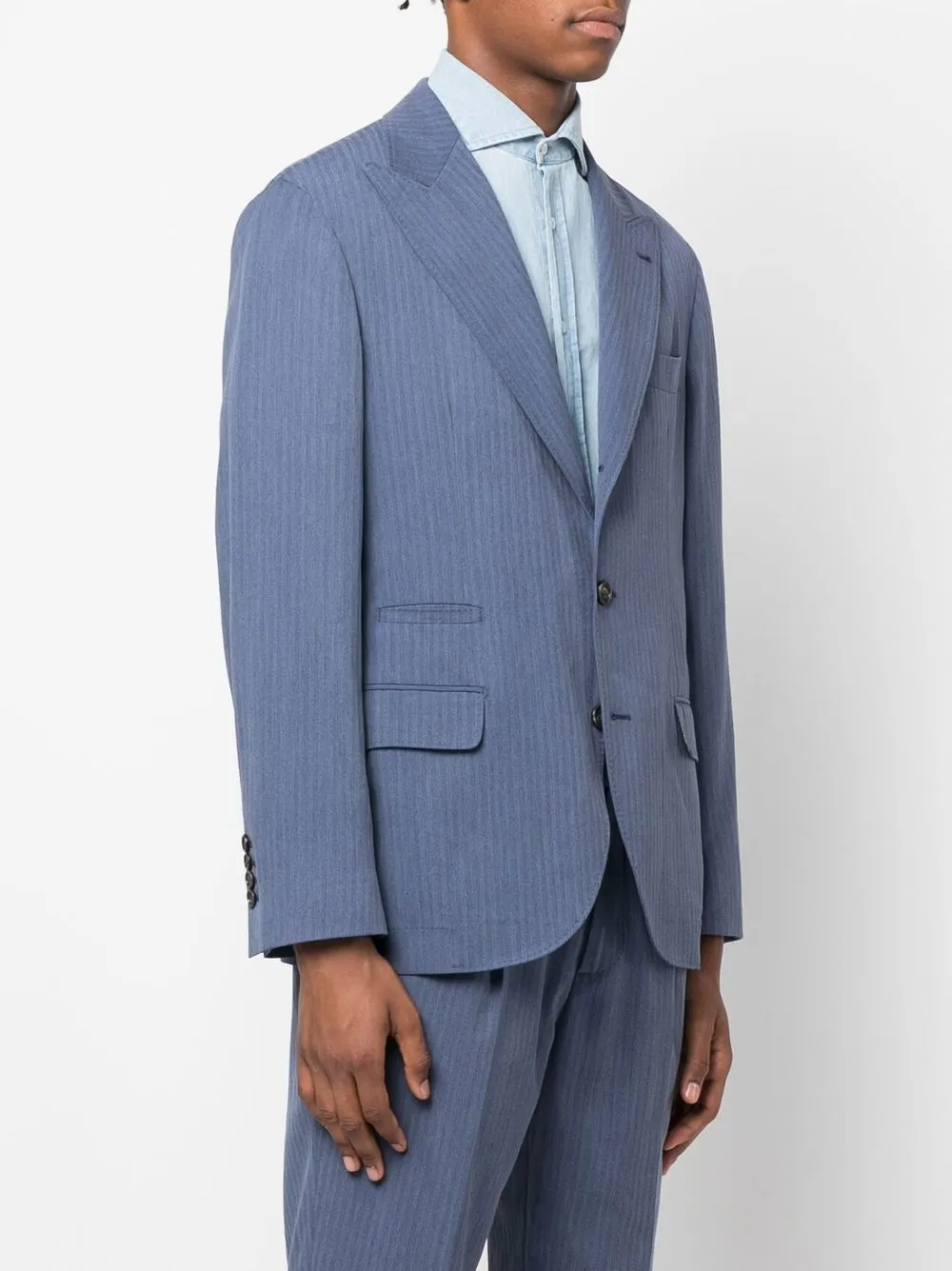 Brunello Cucinelli Colbert met enkele rij knopen Blauw