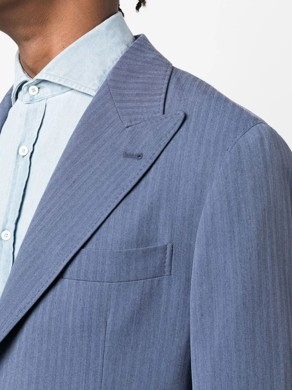 Brunello Cucinelli Colbert met enkele rij knopen Blauw