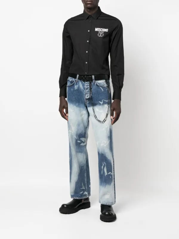 Moschino logo-print long-sleeve Shirt | Black | FARFETCH