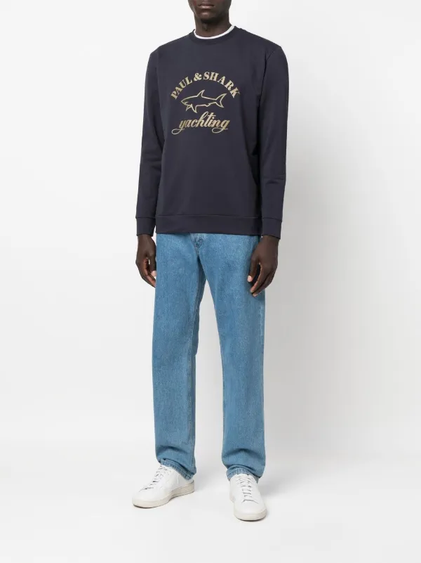 Paul \u0026 Shark logo-print Crew-Neck Sweatshirt - Blue