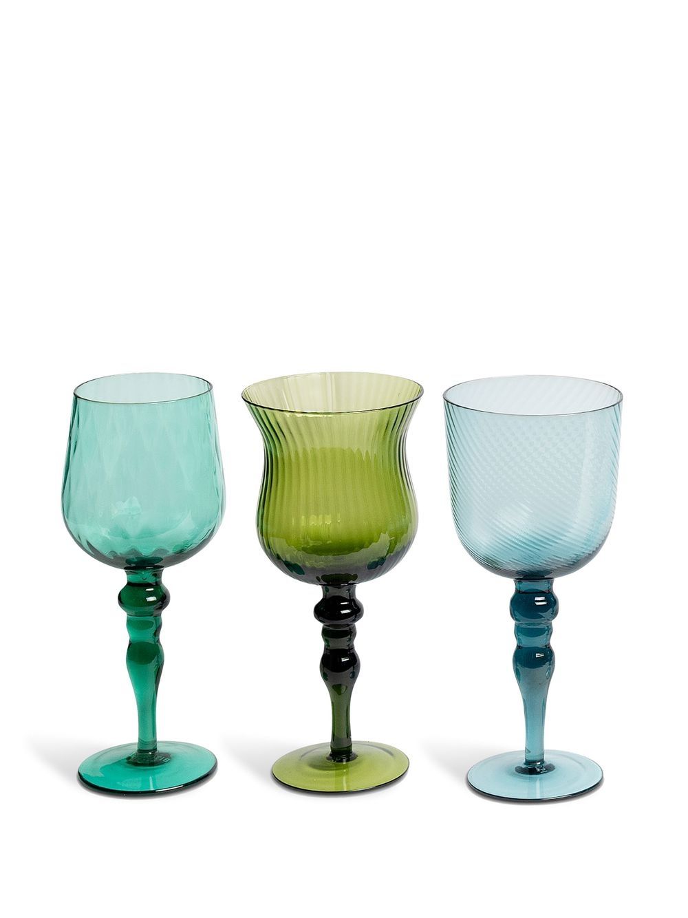 Bitossi Home Set of 6 Glasses Assorted Shapes Nuances Blue Green