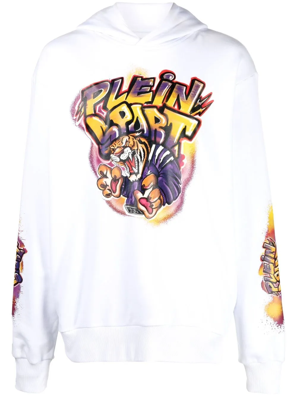 

Plein Sport Tiger logo-print hoodie - White