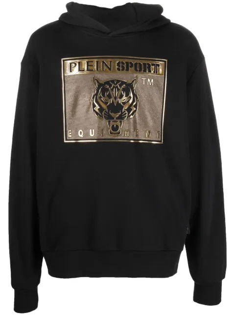 Plein Sport tiger-head logo-print hoodie