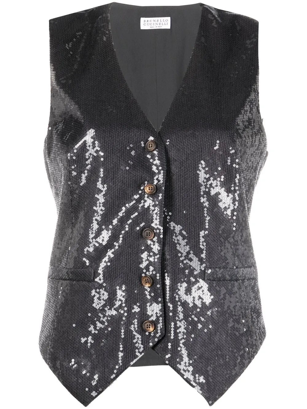 

Brunello Cucinelli sequin-detail single-breasted waistcoat - Grey