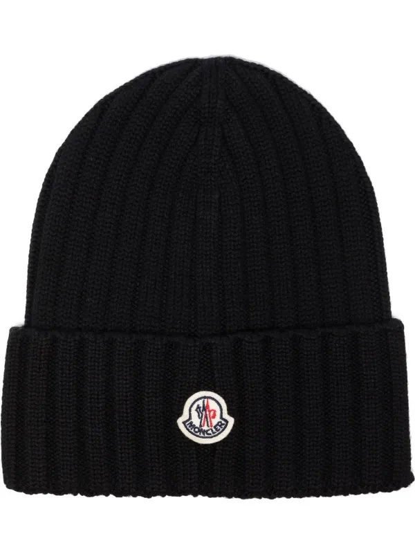 Moncler logo-patch rib-knit Beanie 