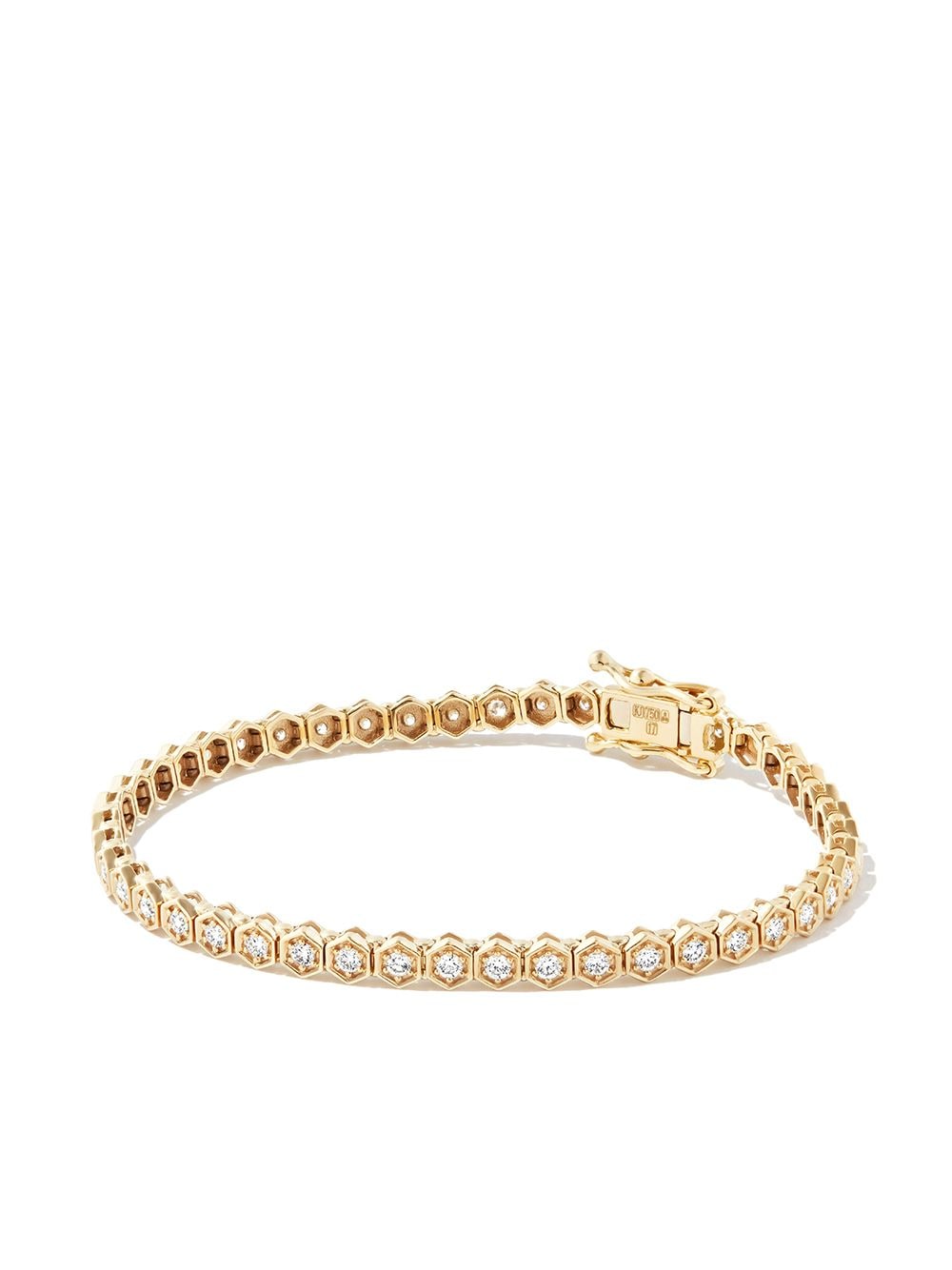 Kolours 18kt yellow gold Hexagon diamond tennis bracelet