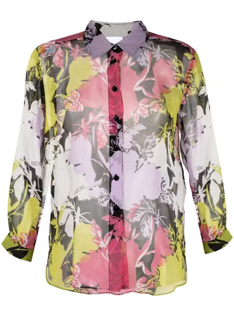 Patou floral print sheer blouse