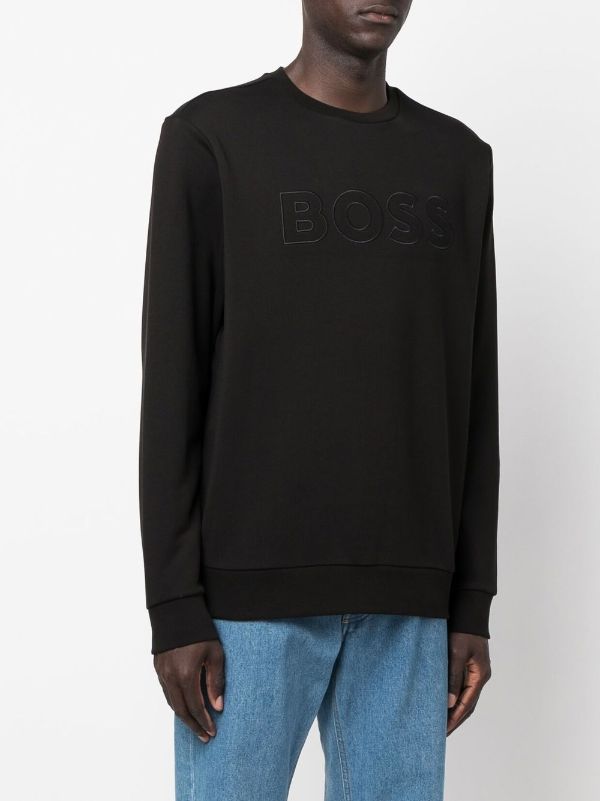 boss embossed crew sweatshirt