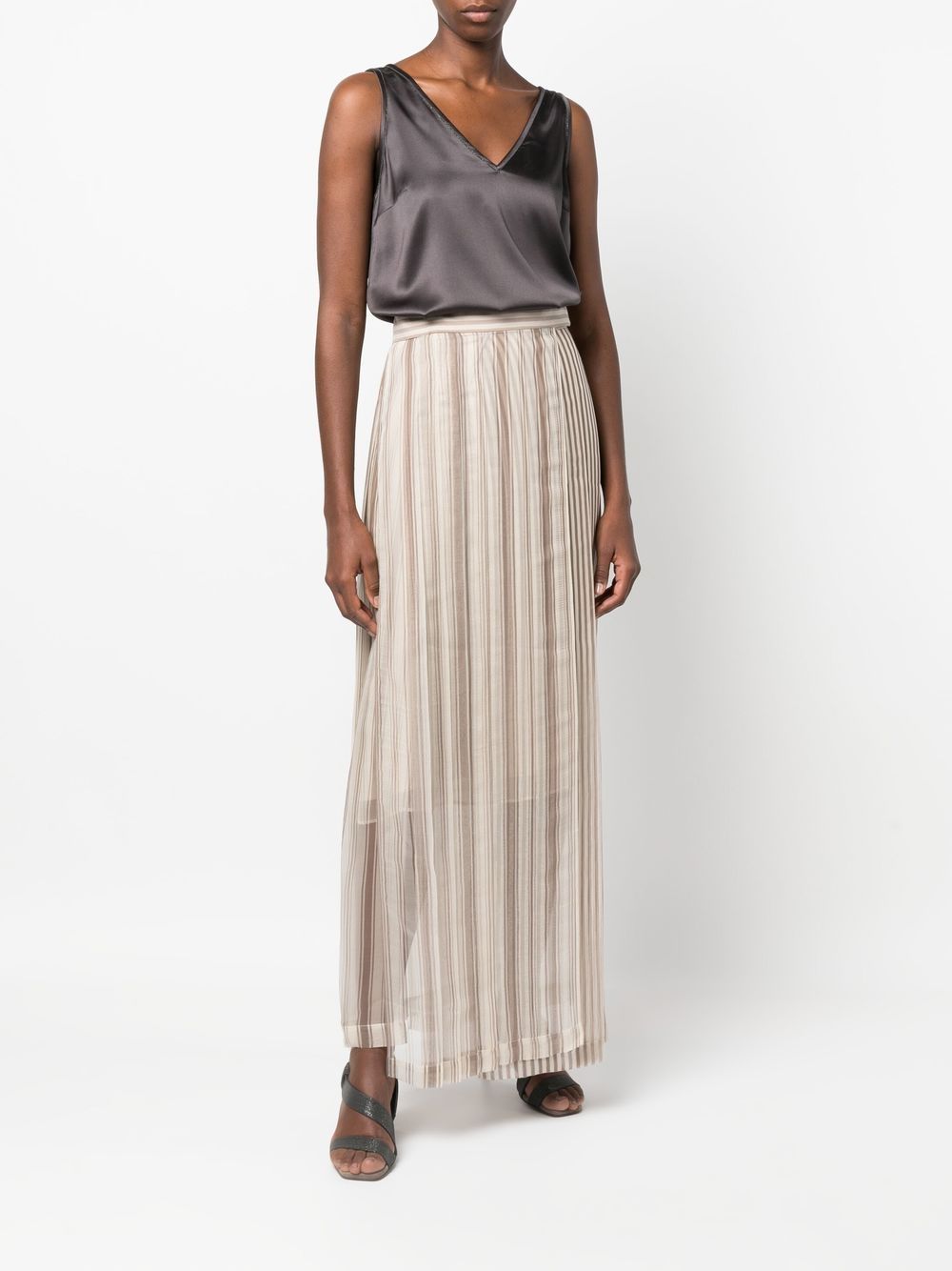 Brunello Cucinelli Gestreepte maxi-rok - Beige