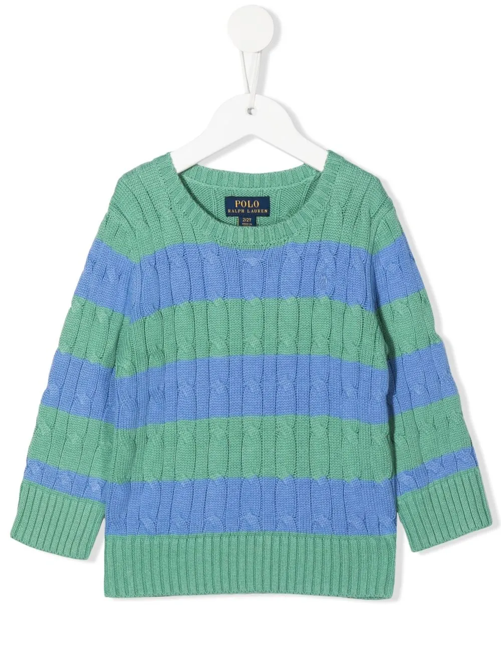 

Ralph Lauren Kids cable knit stripped jumper - Green