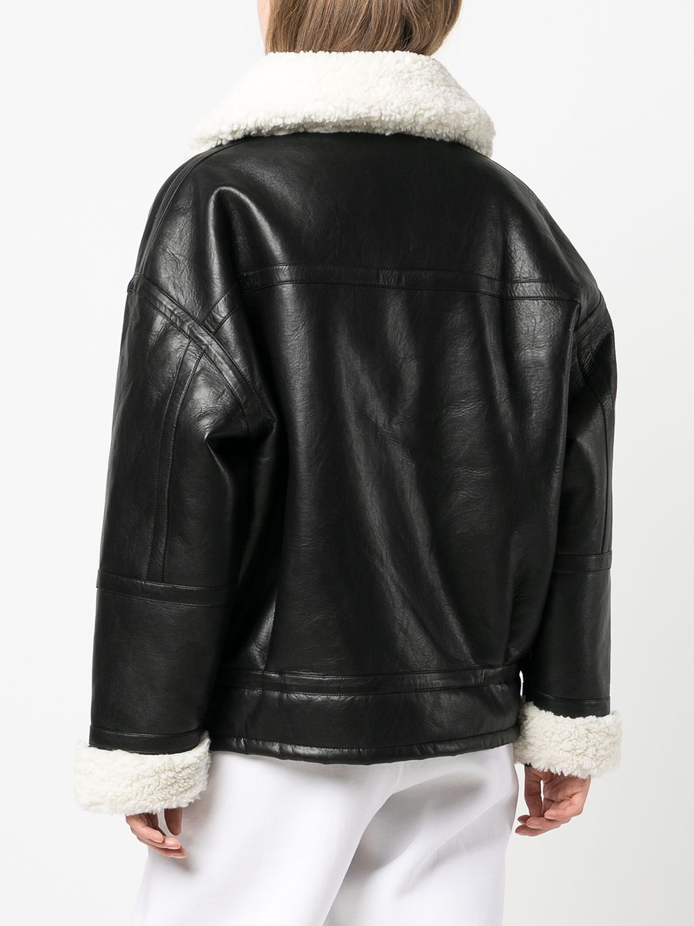 Apparis Two-tone Shearling Coat In Black | ModeSens