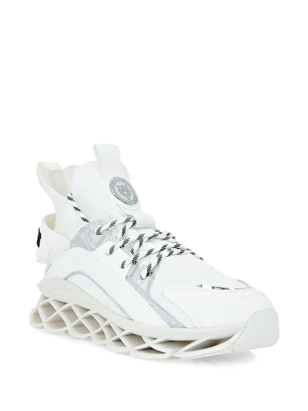 Shop Plein Sport Runner Tiger Sneakers In White