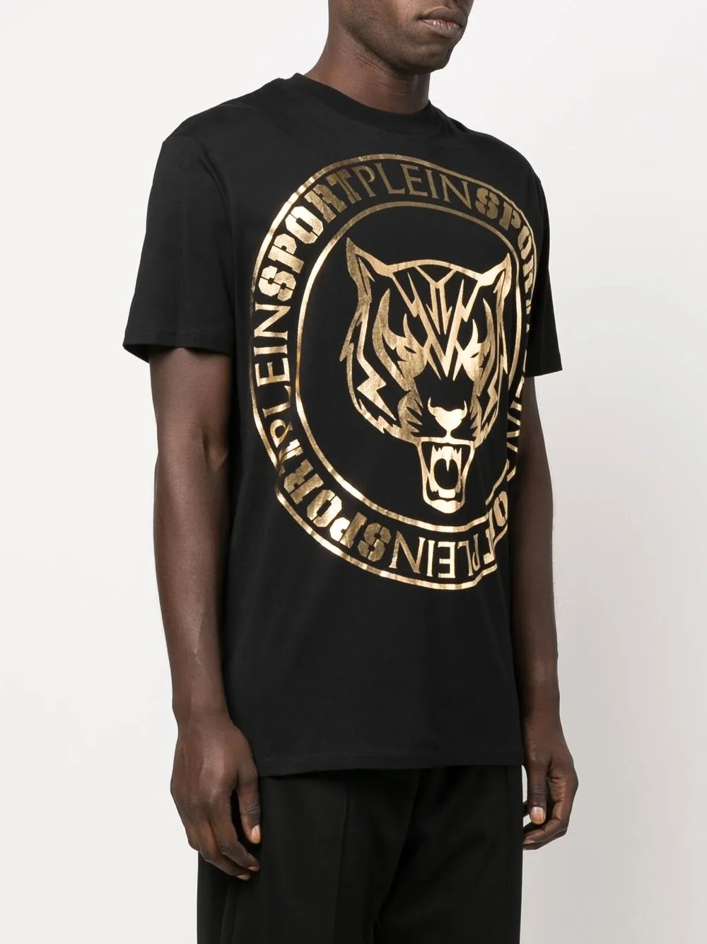  Plein Sport T Shirt Mit Tiger Print   Schwarz 