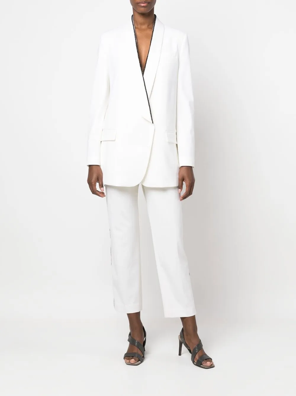 Brunello Cucinelli Blazer met kralendetail - Wit