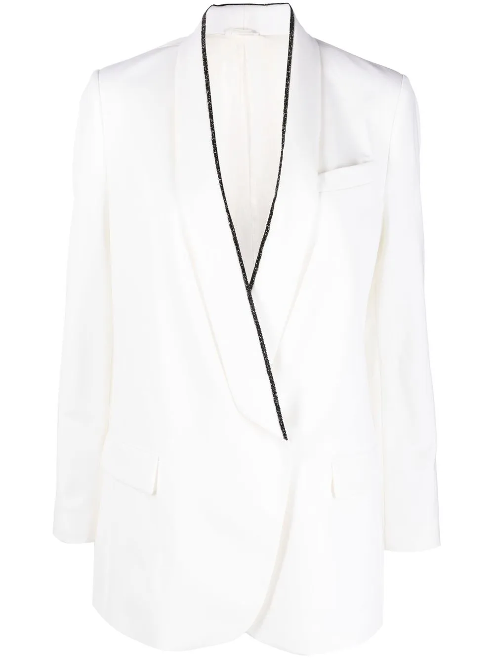 

Brunello Cucinelli bead-detail shawl-lapel blazer - White