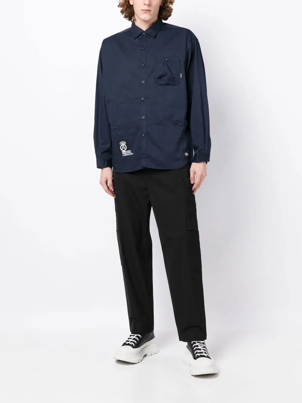 Neighborhood Overhemd met logopatch - Blauw