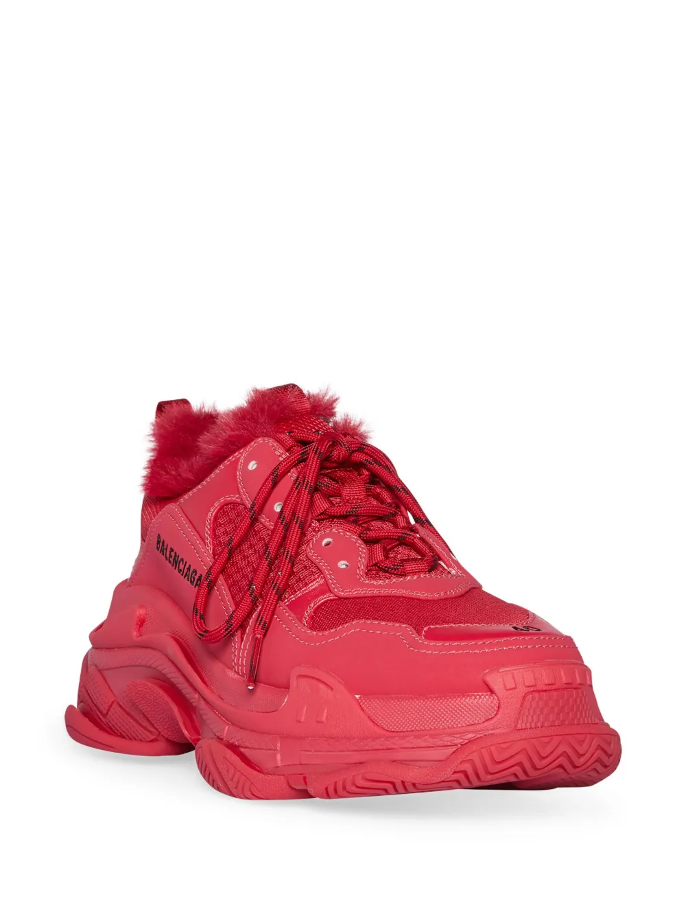 Balenciaga Triple S faux-fur trim sneakers - Rood