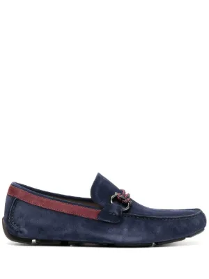 Ferragamo Gancini Moccasin Driver Shoes | Blue | FARFETCH