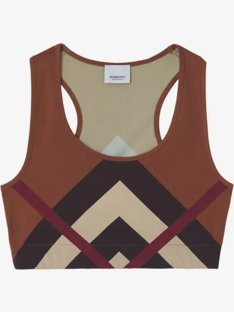 Burberry Chevron Check-print cropped vest top