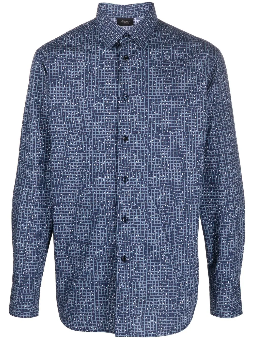 

Brioni checked long-sleeved shirt - Blue