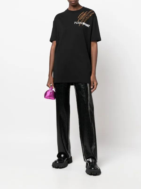 Plein Sport Scratch logo-print T-shirt | Black | FARFETCH JO