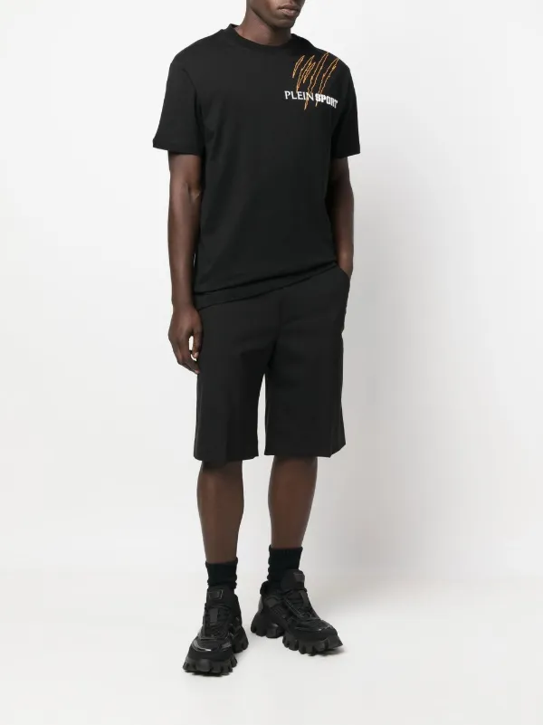 プレインスポーツスクラッチロゴブラックTシャツ Plein Sport Scratch logo-print T-shirt | Black | FARFETCH