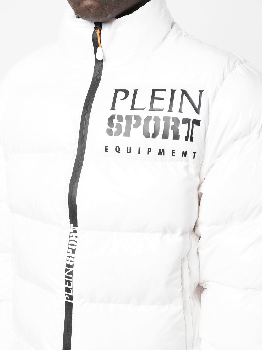 Shop Plein Sport Logo Padded Jacket In White