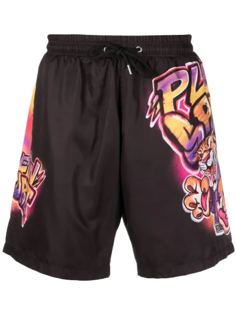 Plein Sport shorts de playa con logo estampado