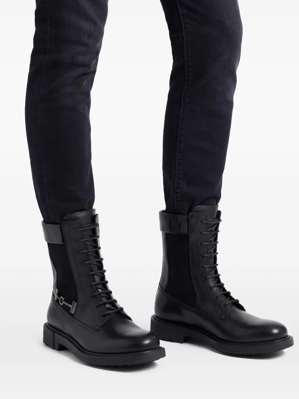  Ferragamo Bikerstiefel Mit Schnürung 40mm   Schwarz 