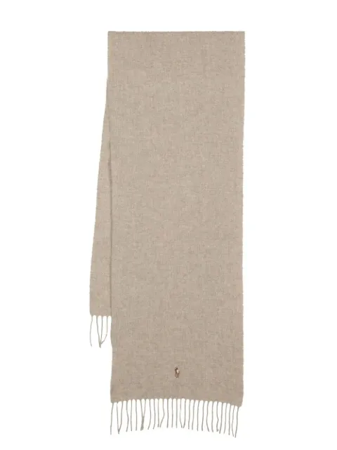 Polo Ralph Lauren embroidered-logo fringed scarf