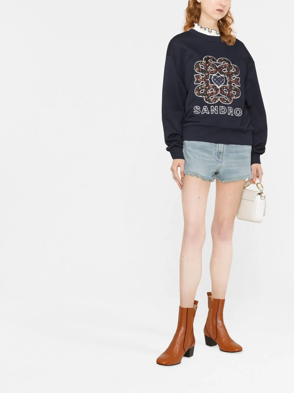 SANDRO Sweater met logopatch - Blauw